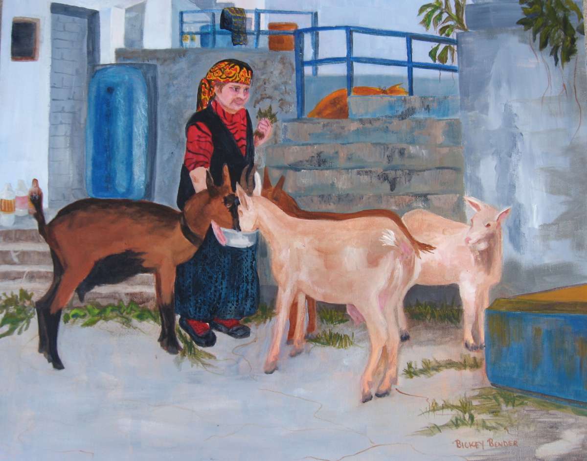 Lady With 4 Goats